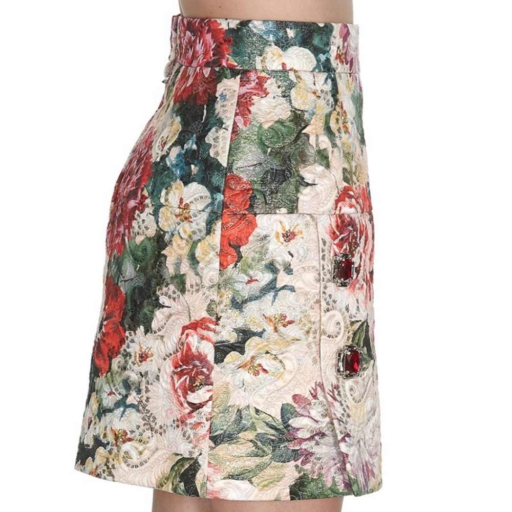 Dolce & Gabbana Multicolor Floral Jacquard Mini Skirt Sz 38/US 4 - Picture 3 of 15